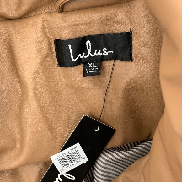 Lulus Weather or not faux leather puffer jacket coat taupe tan brown new XL - Picture 4 of 4